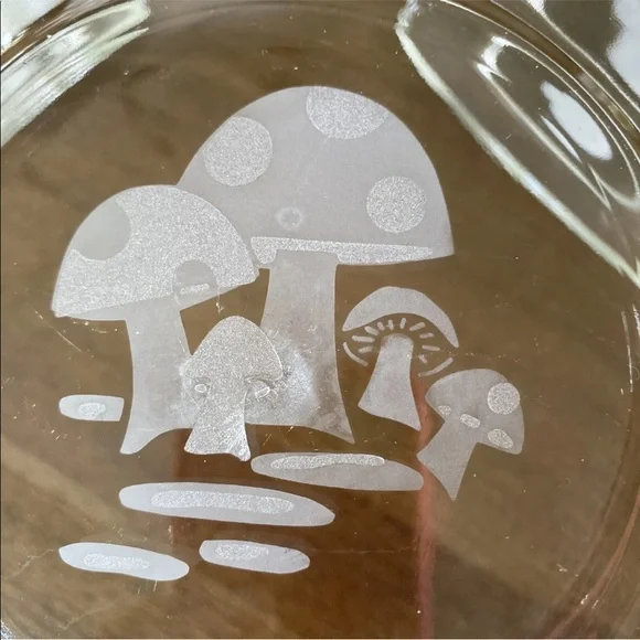 8 Mushroom Plate Vintage MCM Bonwit Teller 1950's Clear Glass Salad Dish SET - Picture 4 of 11